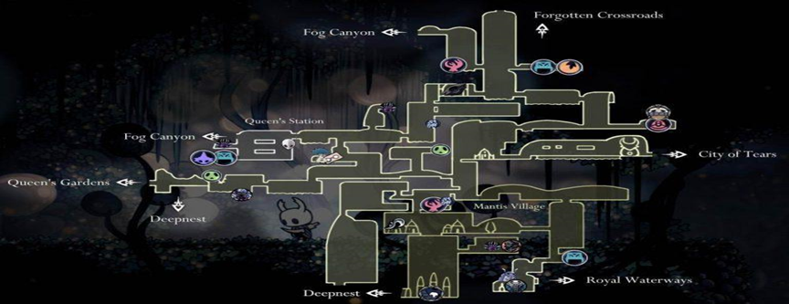Hollow Knight Royal Waterways map area